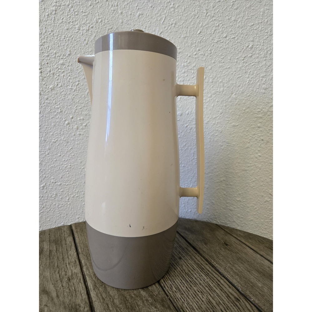Vintage Aladdin's Beverage Butler Thermos Pitcher Two Tone Brown Retro MCM 1970s